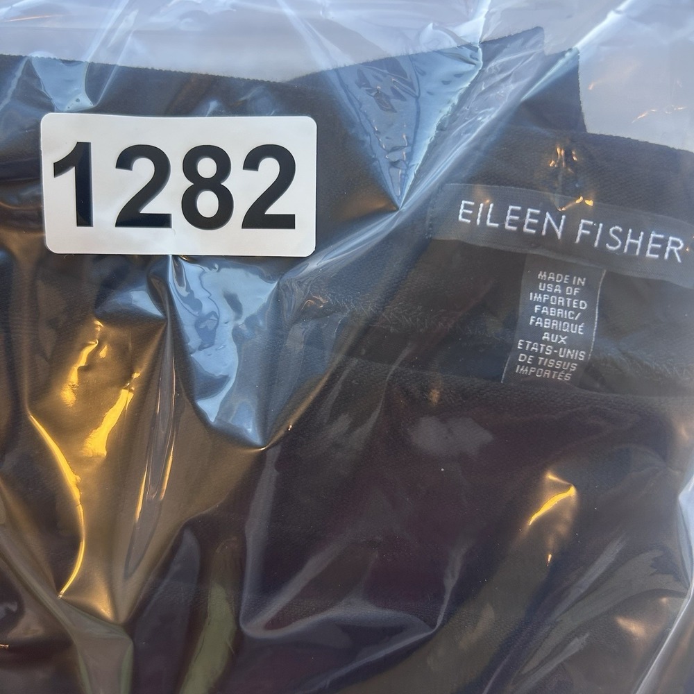 Eileen Fisher Lg. Pants Black Pull On Straight Elastic Waist Viscose Spandex EUC - Picture 8 of 8
